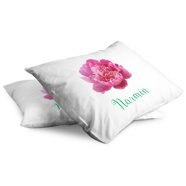 Watercolor Peonies Full Pillow Case - TWO (partial print)