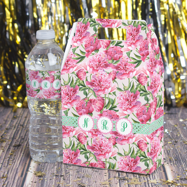 Watercolor Peonies Gable Favor Box - In Context