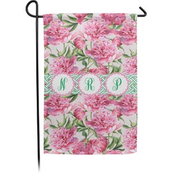 Watercolor Peonies Small Garden Flag - Double Sided w/ Multiple Names