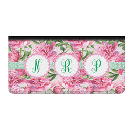 Watercolor Peonies Genuine Leather Checkbook Cover (Personalized)