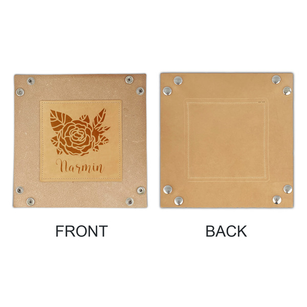 Watercolor Peonies Genuine Leather Valet Trays - APPROVAL