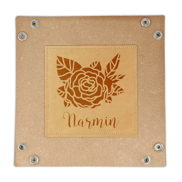 Watercolor Peonies Genuine Leather Valet Trays - FRONT (flat)