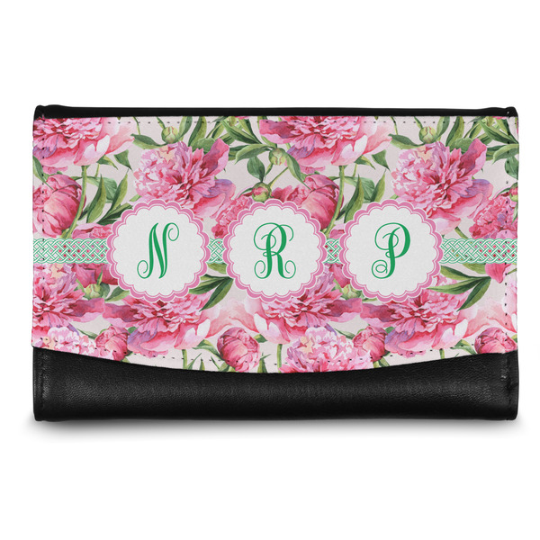 Custom Watercolor Peonies Genuine Leather Women's Wallet - Small (Personalized)