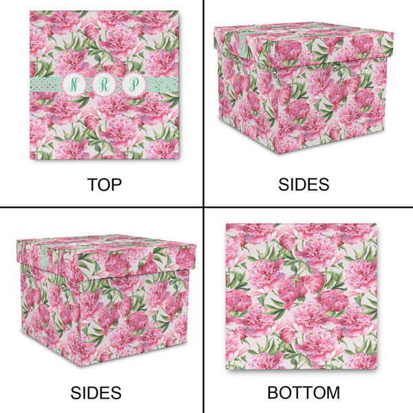 Watercolor Peonies Gift Boxes with Lid - Canvas Wrapped - Large - Approval