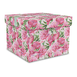 Watercolor Peonies Gift Box with Lid - Canvas Wrapped - Large (Personalized)