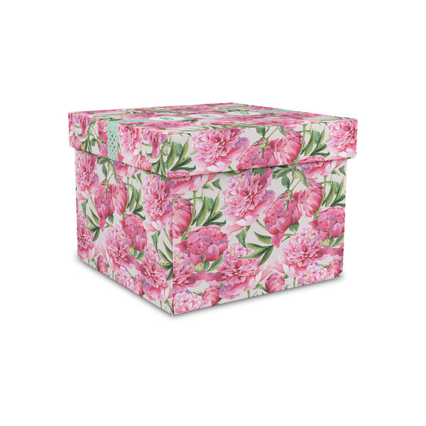 Custom Watercolor Peonies Gift Box with Lid - Canvas Wrapped - Small (Personalized)