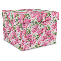 Watercolor Peonies Gift Box with Lid - Canvas Wrapped - X-Large (Personalized)