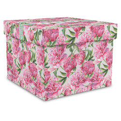 Watercolor Peonies Gift Box with Lid - Canvas Wrapped - XX-Large (Personalized)
