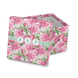 Watercolor Peonies Gift Box with Lid - Canvas Wrapped (Personalized)