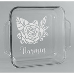 Watercolor Peonies Glass Cake Dish - 8in x 8in