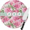 Watercolor Peonies Round Glass Cutting Board (Personalized)