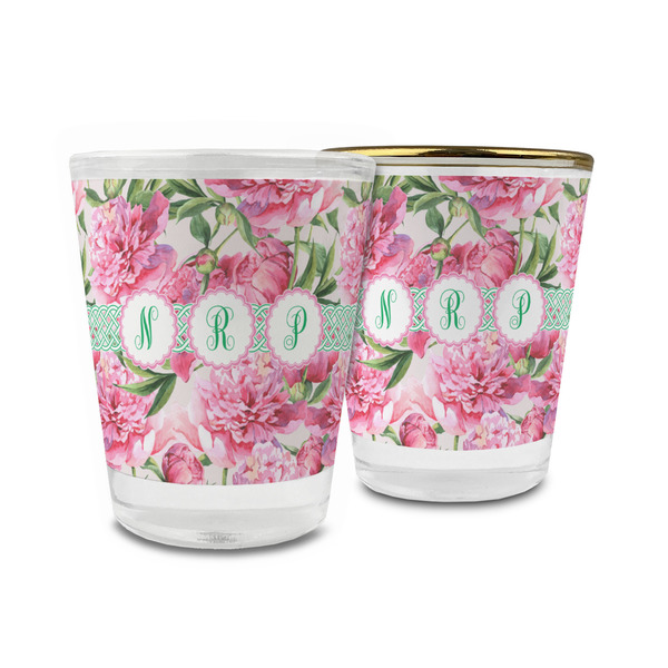 Custom Watercolor Peonies Glass Shot Glass - 1.5 oz (Personalized)