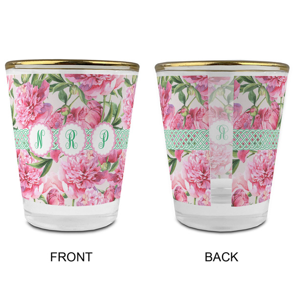 Watercolor Peonies Glass Shot Glass - with gold rim - APPROVAL