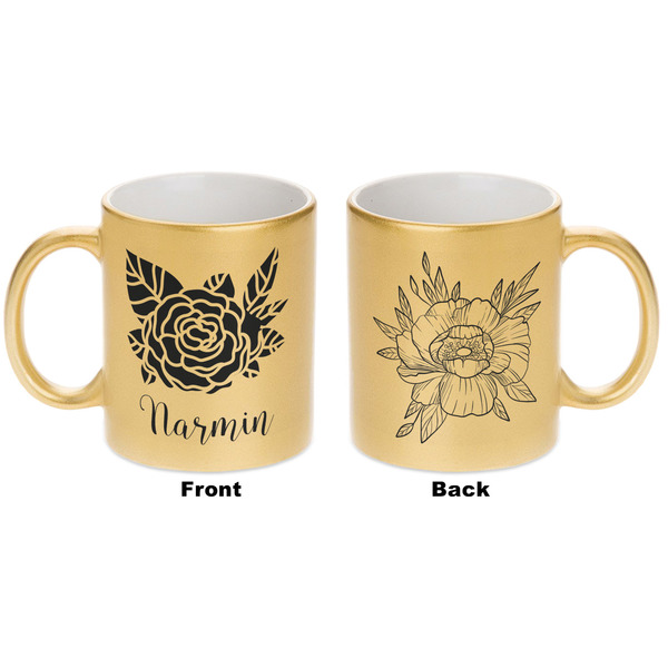 Watercolor Peonies Gold Mug - Apvl
