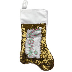 Watercolor Peonies Reversible Sequin Stocking - Gold (Personalized)