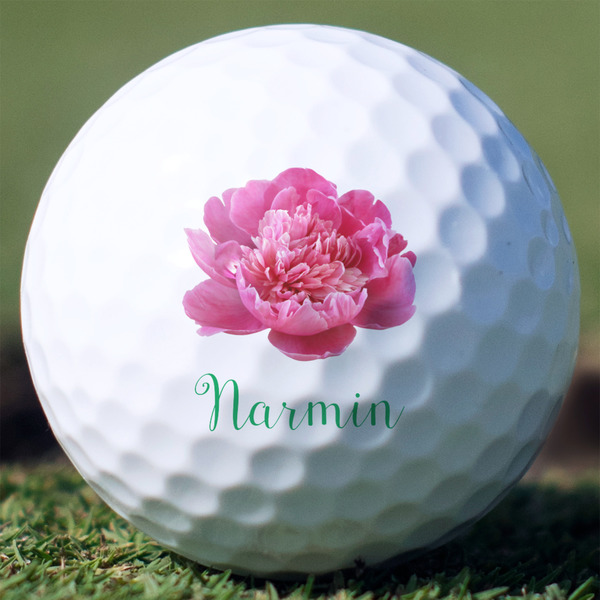 Custom Watercolor Peonies Golf Balls - Titleist Pro V1 - Set of 3 (Personalized)