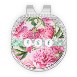 Watercolor Peonies Golf Ball Marker - Hat Clip - Silver