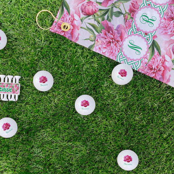 Watercolor Peonies Golf Balls - Generic - Set of 12 - LIFESTYLE