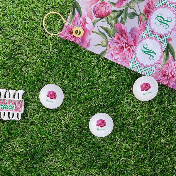 Watercolor Peonies Golf Balls - Generic - Set of 3 - LIFESTYLE