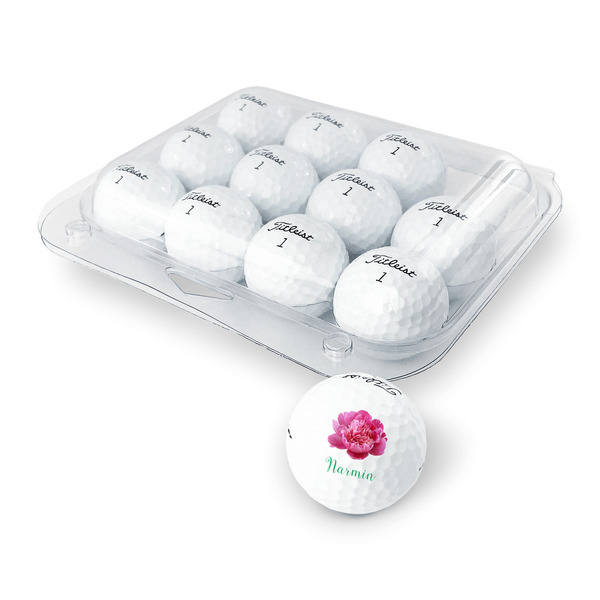 Watercolor Peonies Golf Balls - Titleist - Set of 12 - PACKAGING