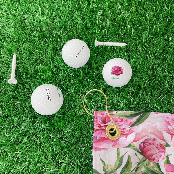 Watercolor Peonies Golf Balls - Titleist - Set of 3 - LIFESTYLE