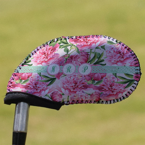 Custom Watercolor Peonies Golf Club Iron Cover (Personalized)
