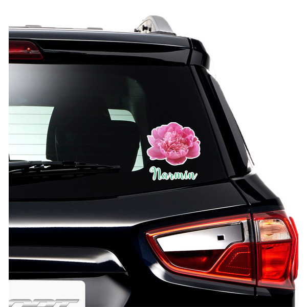 Watercolor Peonies Graphic Car Decal (On Car Window)