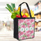 Watercolor Peonies Grocery Bag - LIFESTYLE