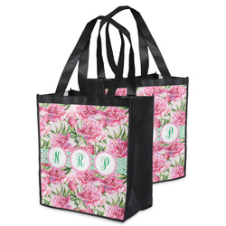 Watercolor Peonies Grocery Bag (Personalized)