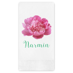 Watercolor Peonies Guest Napkins - Full Color - Embossed Edge (Personalized)