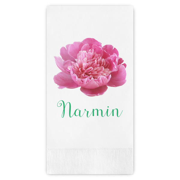 Custom Watercolor Peonies Guest Paper Towels - Full Color