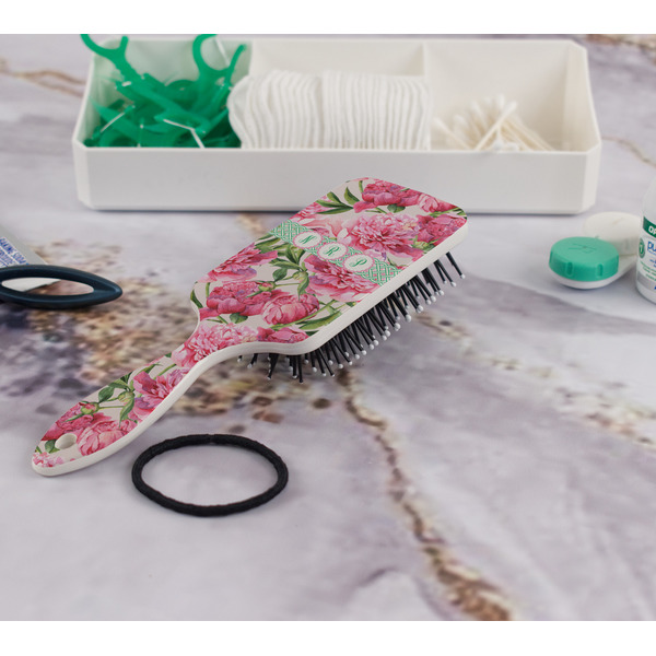 Watercolor Peonies Hair Brush - In Bathroom