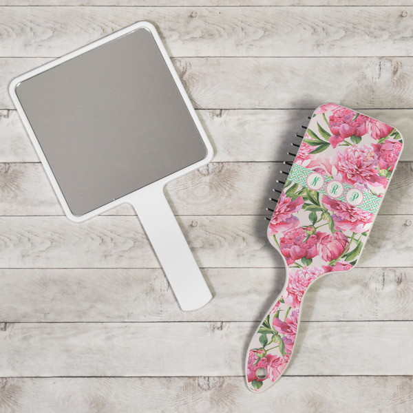 Watercolor Peonies Hair Brush - In Context
