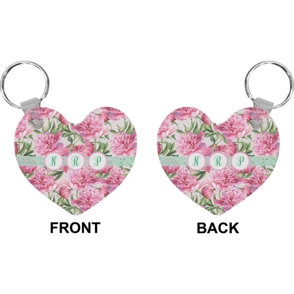 Watercolor Peonies Heart Keychain (Front + Back)