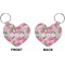 Watercolor Peonies Heart Keychain (Front + Back)