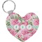 Watercolor Peonies Heart Plastic Keychain w/ Multiple Names