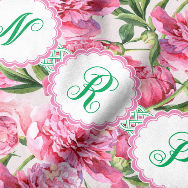 Watercolor Peonies Hooded Baby Towel- Detail Close Up