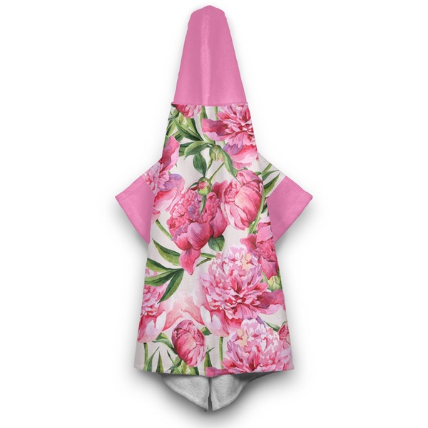 Watercolor Peonies Hooded Towel - Hanging