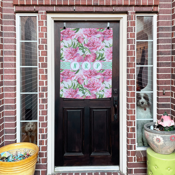 Watercolor Peonies House Flags - Double Sided - (Over the door) LIFESTYLE