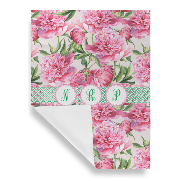 Watercolor Peonies House Flags - Single Sided - FRONT FOLDED