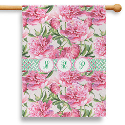 Watercolor Peonies 28" House Flag - Single Sided (Personalized)