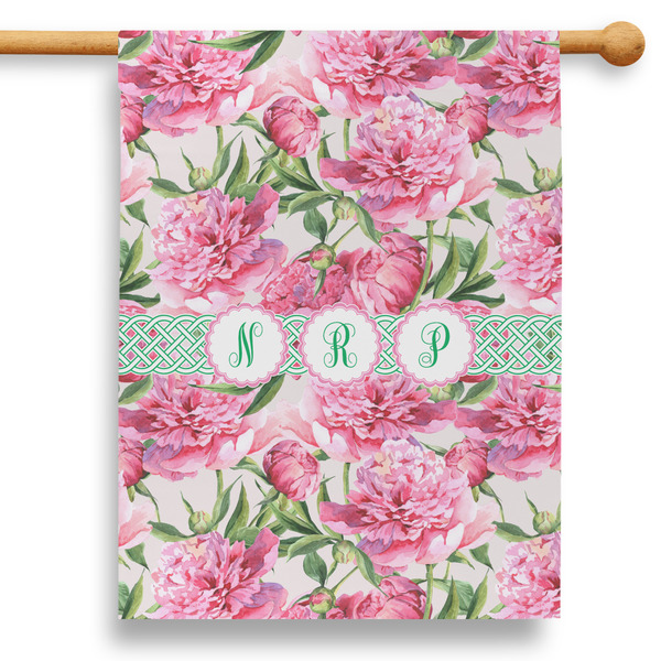 Custom Watercolor Peonies 28" House Flag - Single Sided (Personalized)