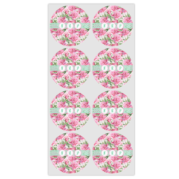 Watercolor Peonies Icing Circle - Medium - Set of 8