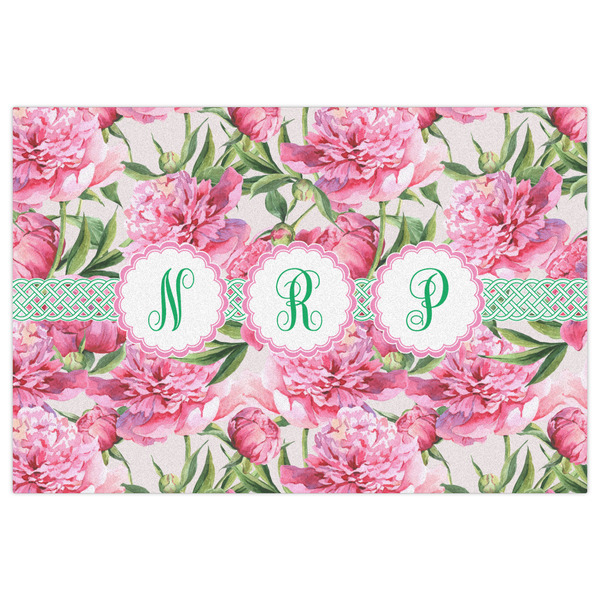Watercolor Peonies Indoor / Outdoor Rug - 4'x6' - Front Flat
