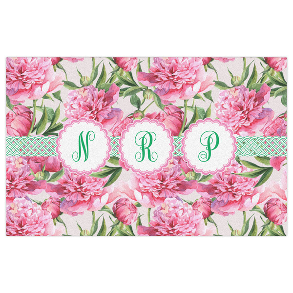 Watercolor Peonies Indoor / Outdoor Rug - 5'x8' - Front Flat
