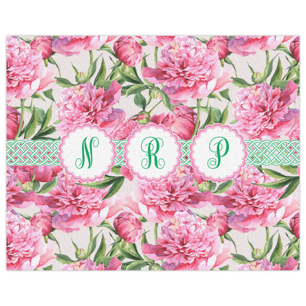 Watercolor Peonies Indoor / Outdoor Rug - 8'x10' - Front Flat