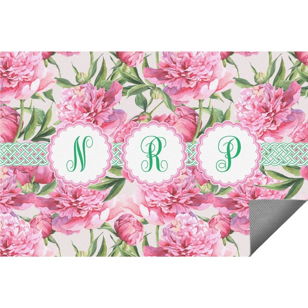 Custom Watercolor Peonies Indoor / Outdoor Rug - 3'x5' (Personalized)