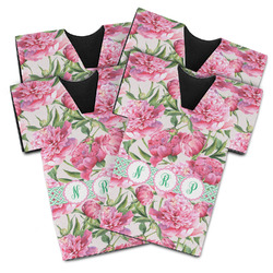 Watercolor Peonies Jersey Bottle Cooler - Set of 4 (Personalized)
