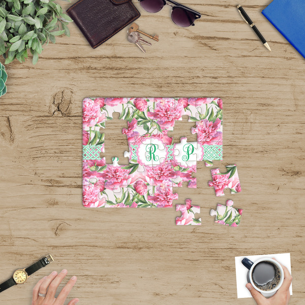Watercolor Peonies Jigsaw Puzzle 30 Piece - In Context