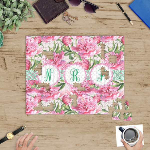 Watercolor Peonies Jigsaw Puzzle 500 Piece - In Context